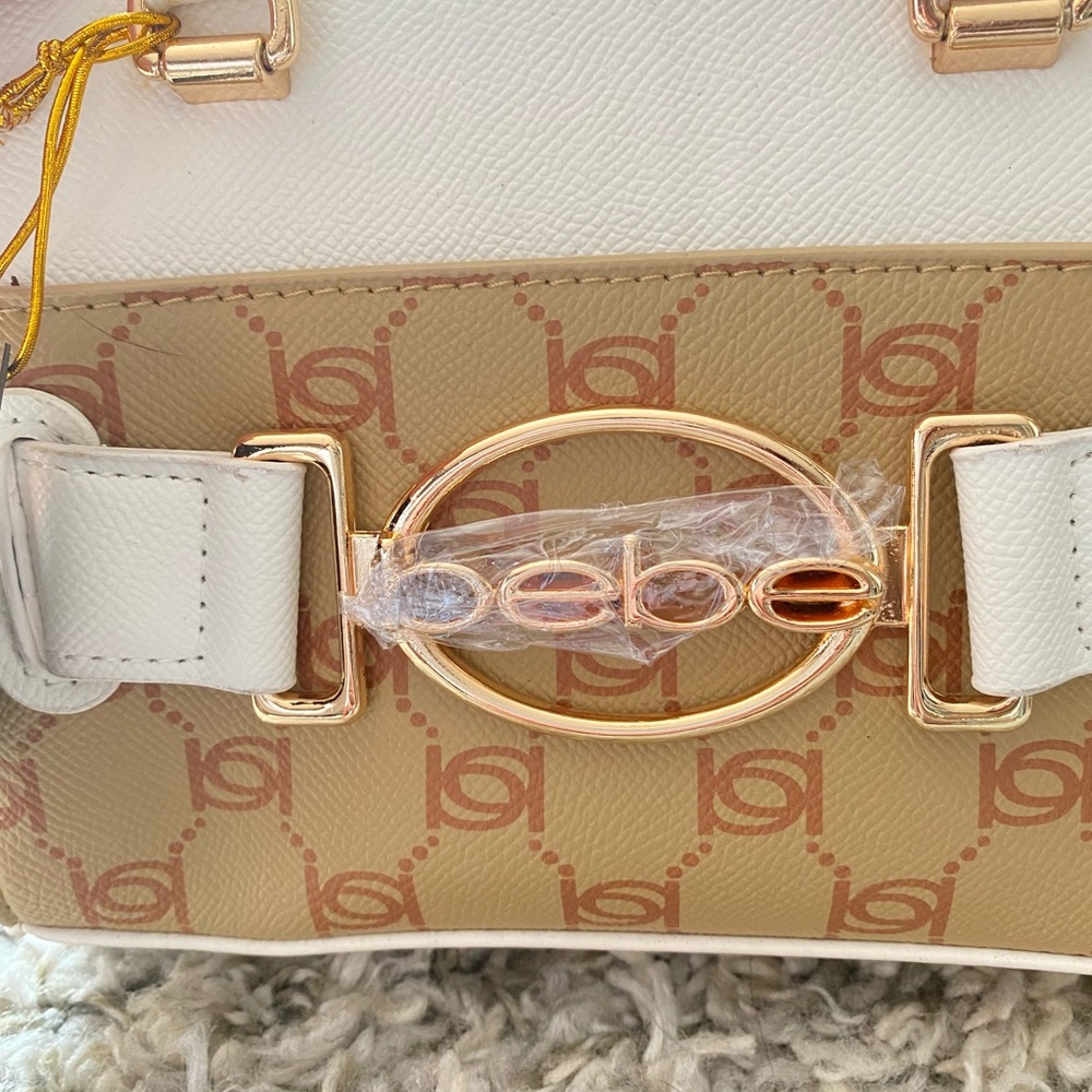 Bebe Cream and Tan Shoulder Bag